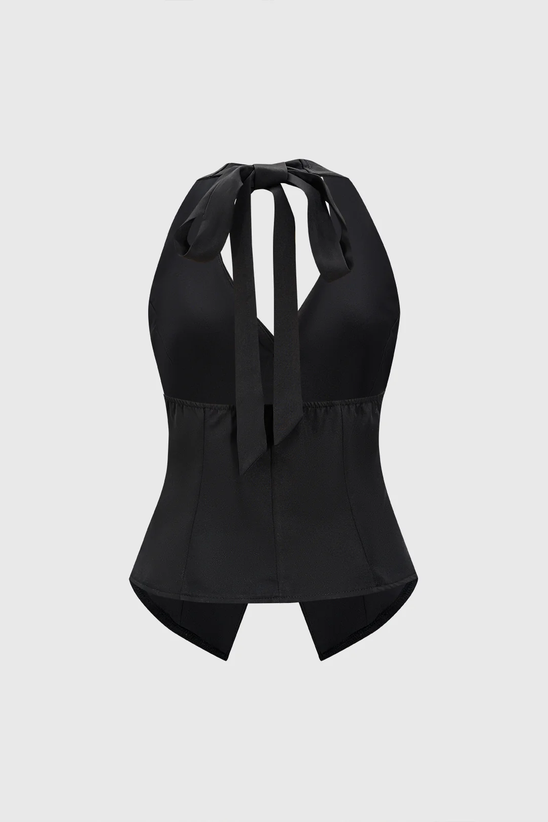 Halter Neck Metallic Button Tie-Back Camisole Top