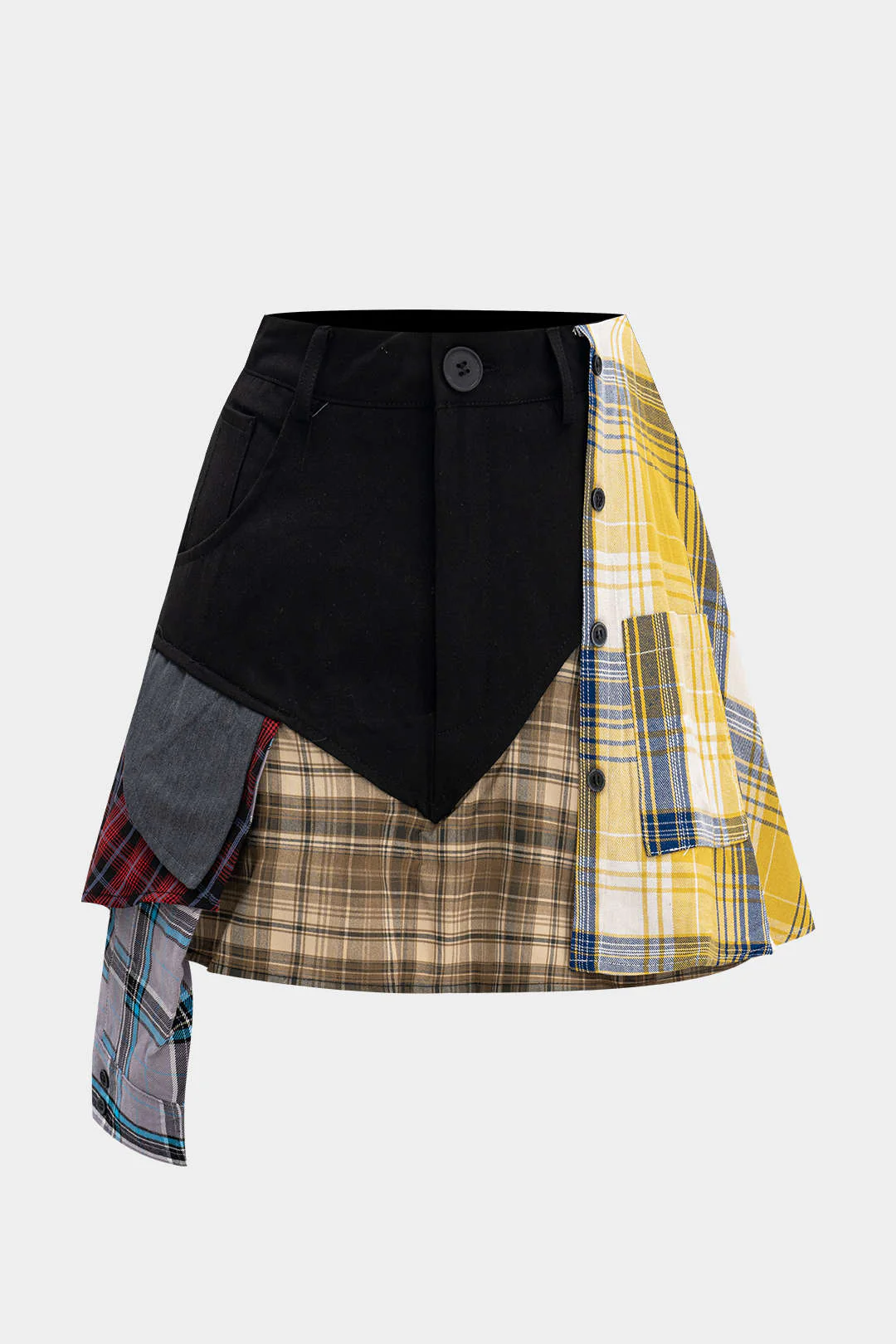 Patchwork Plaid Print Skirt
