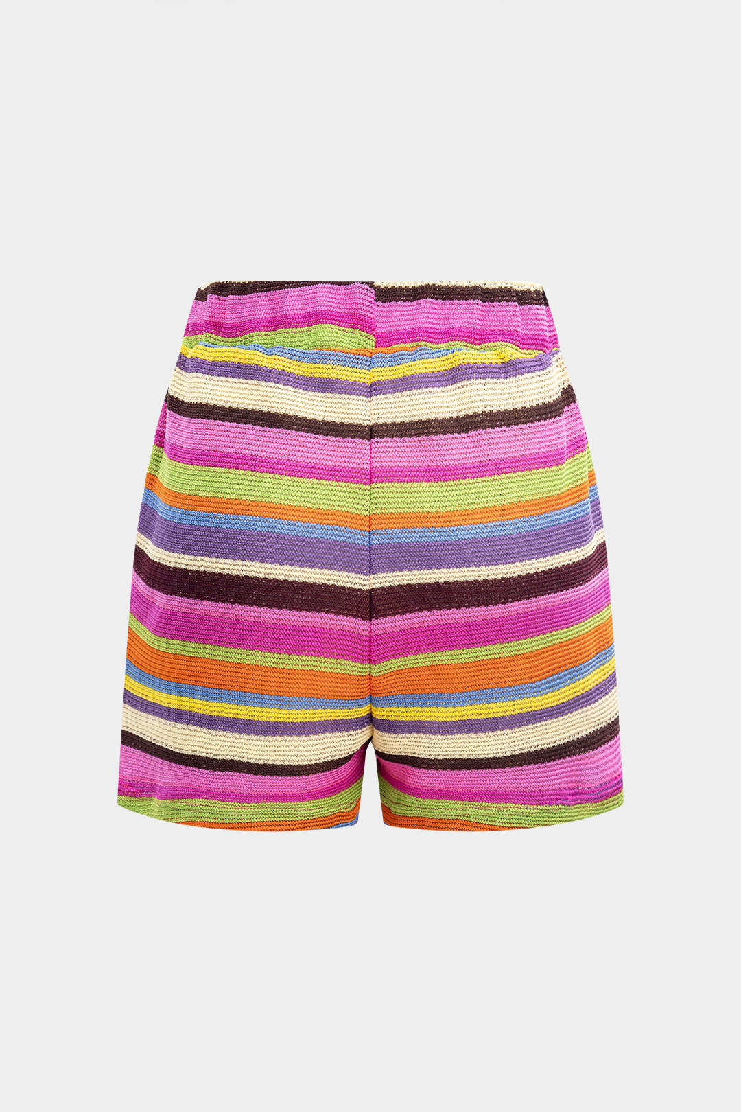 Knit Contrast V-Neck Top and Drawstring Shorts Combo