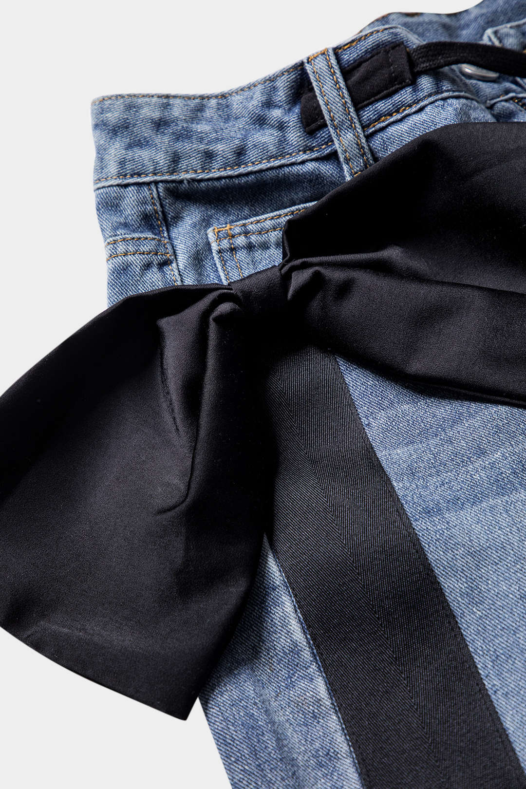 Bow Tie Patchwork Pocket Denim Jeans