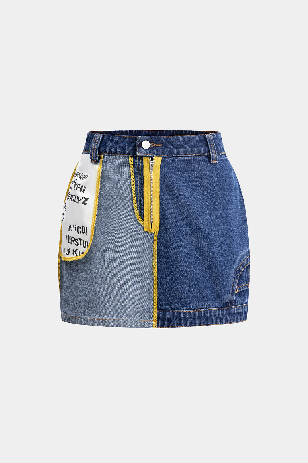 Contrasting Denim Patchwork Skirt