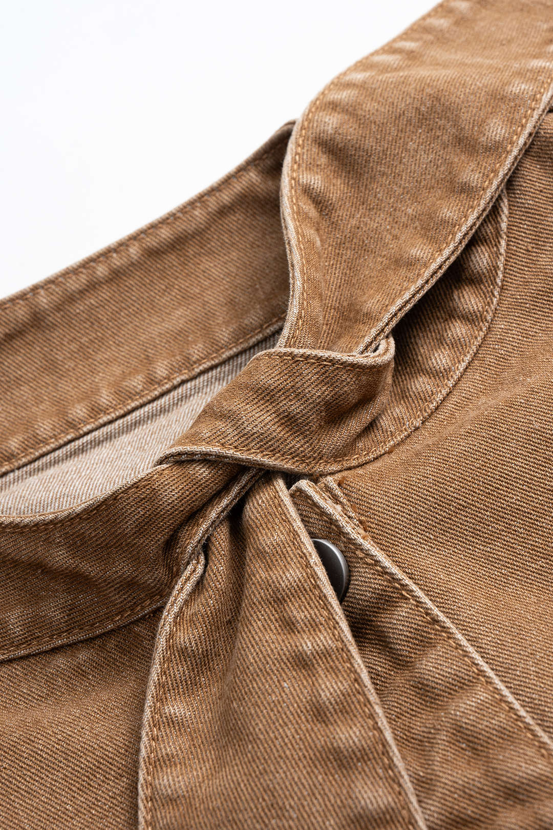 Denim Ruched Long-Sleeve Top