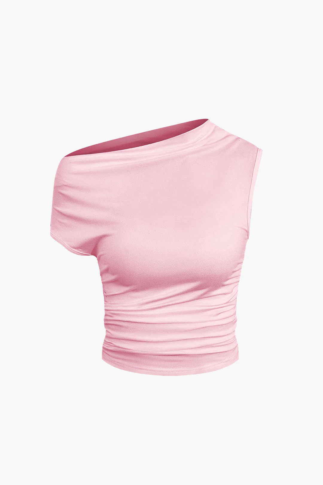 Asymmetrical Ruched Crop Top and Tie Mini Skirt Set