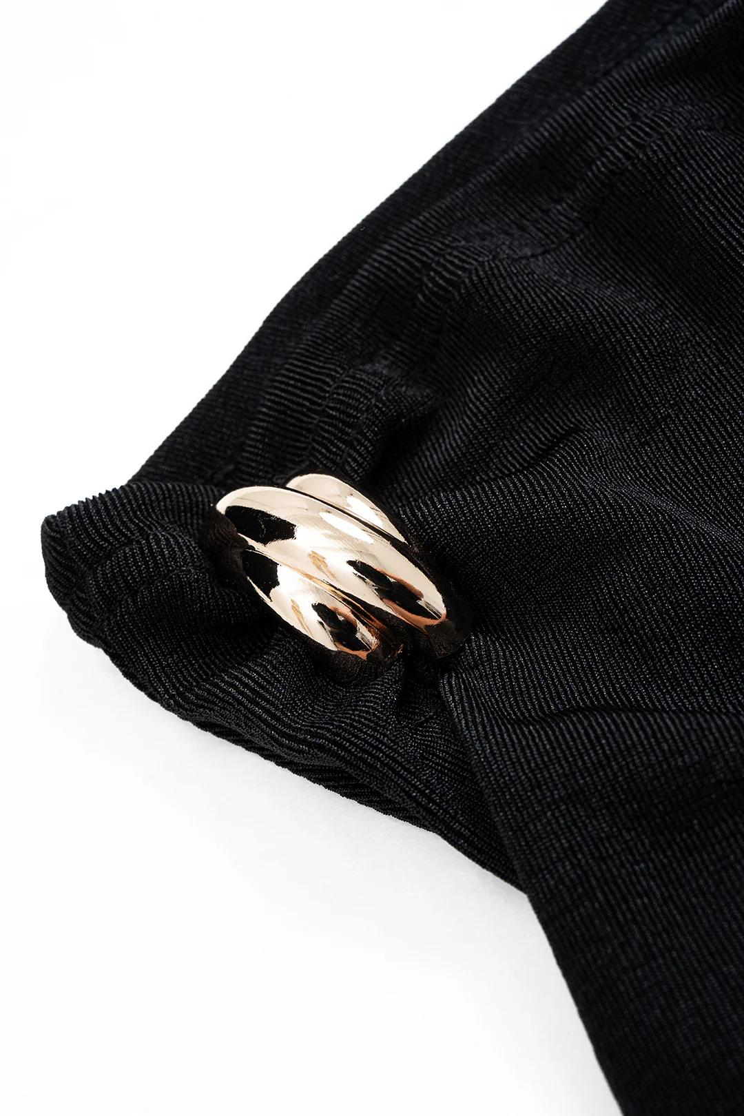 Metallic Decor Asymmetrical Neck Long-Sleeve Top