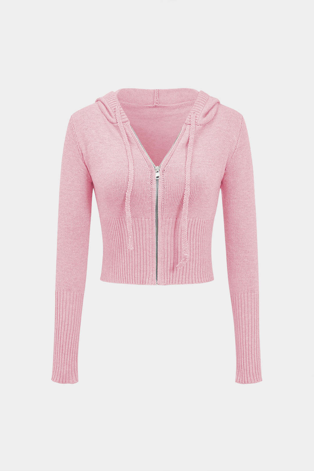 Solid Knit Hooded Top and Asymmetrical Pants Combo