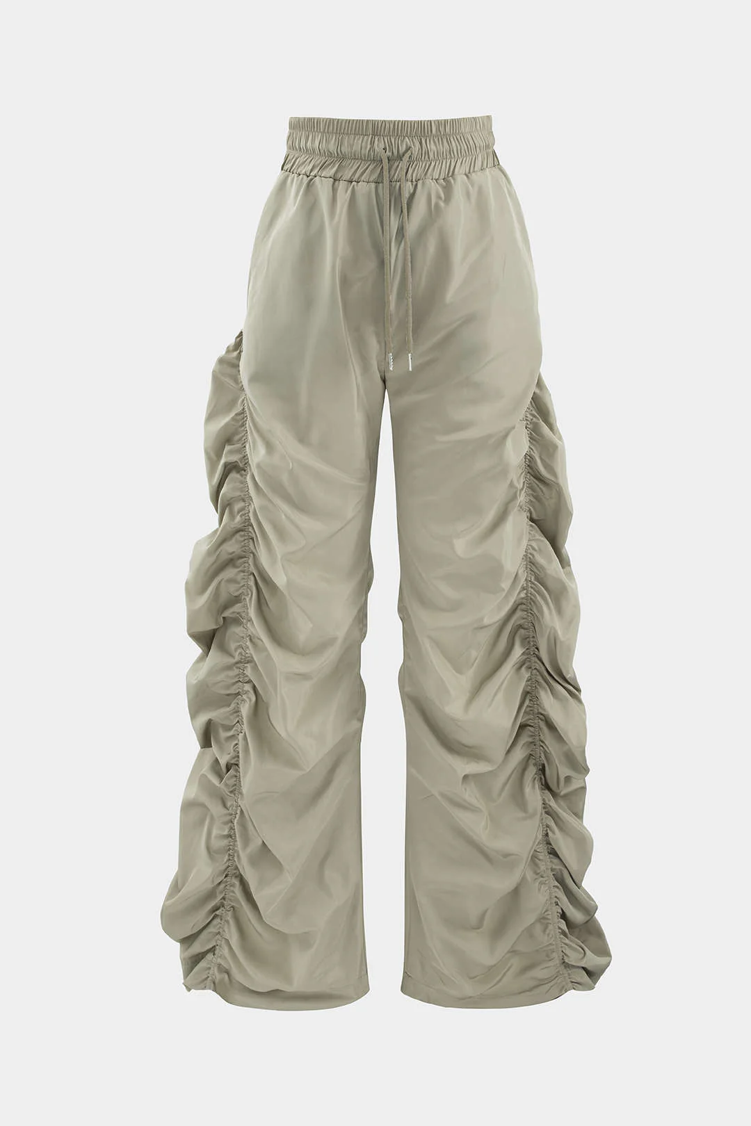 Gathered Drawstring Wide Leg Cargo Pants
