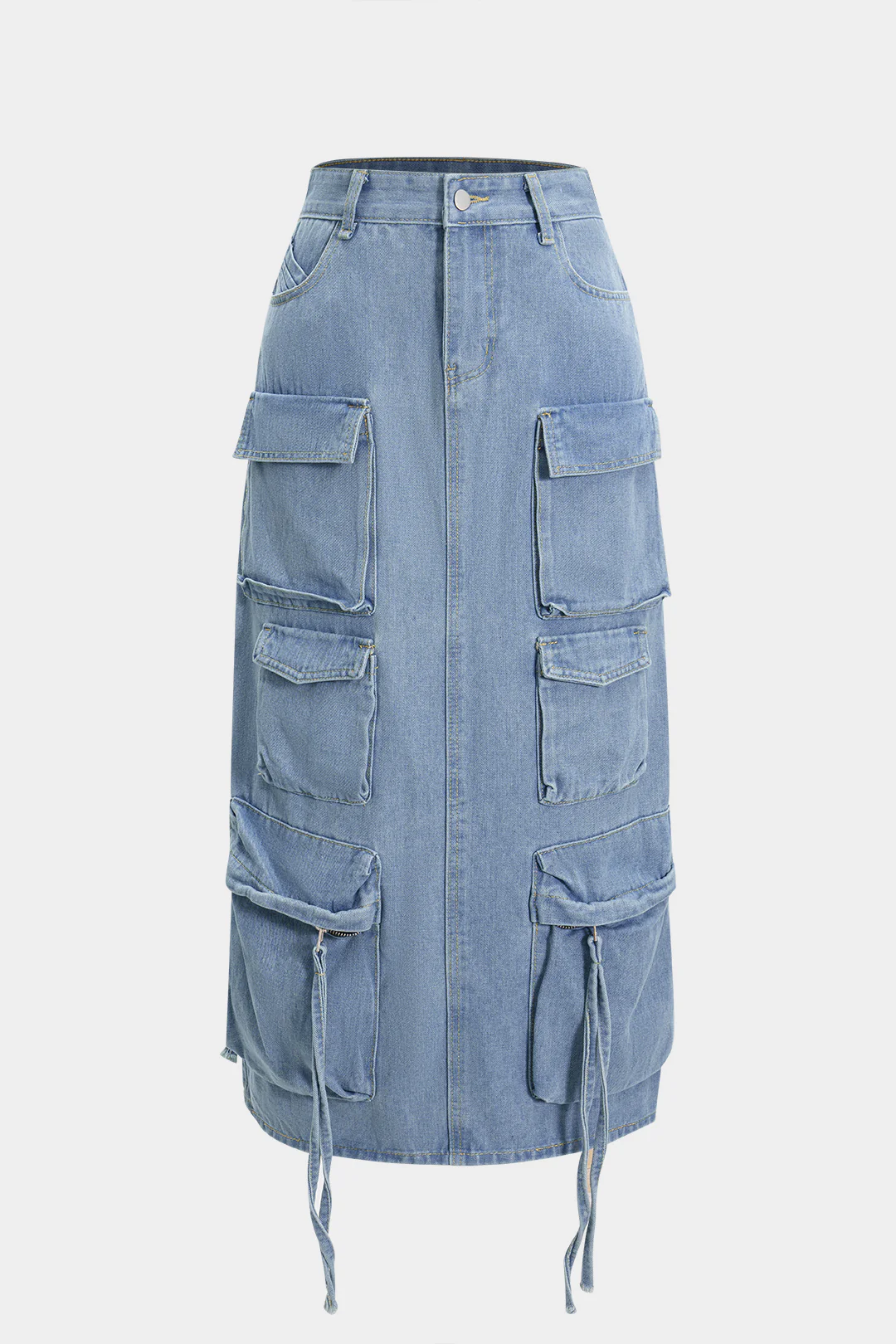 High Waist Pocket Denim Skirt