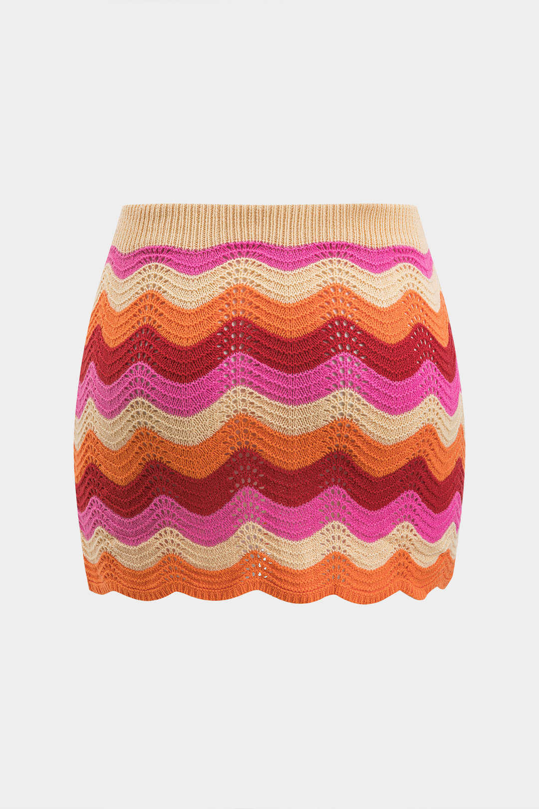 Plus Size Contrast Knit Cut Out Skirt