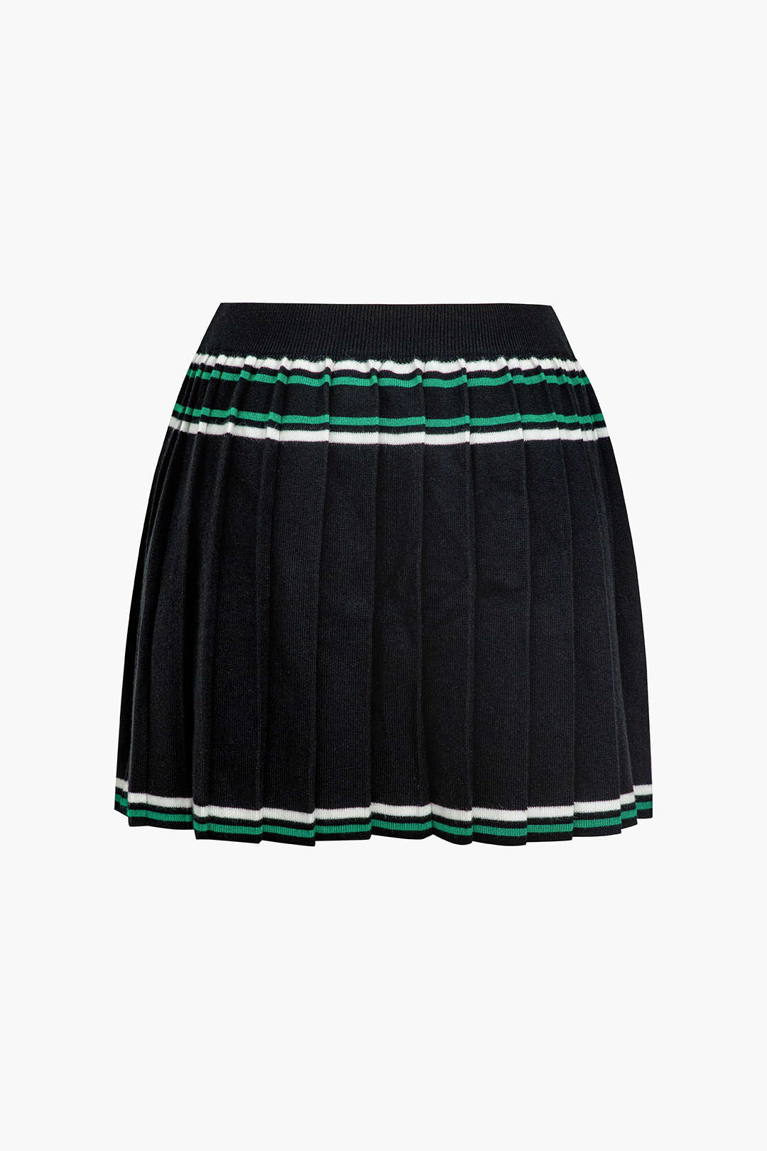 Color Block Knit Pleated Mini Skirt