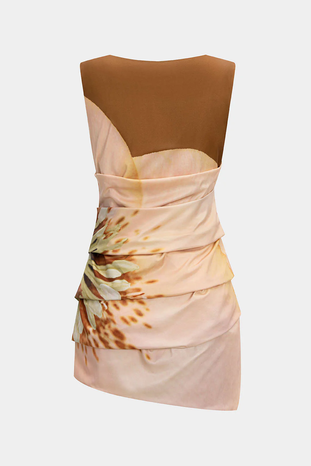 Floral Pattern Cowl Neck Ruched Short Dress