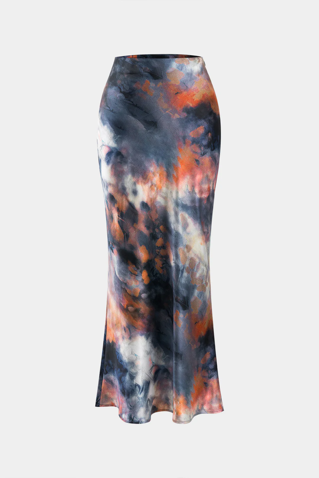 Abstract Tie Dye Print Satin Skirt