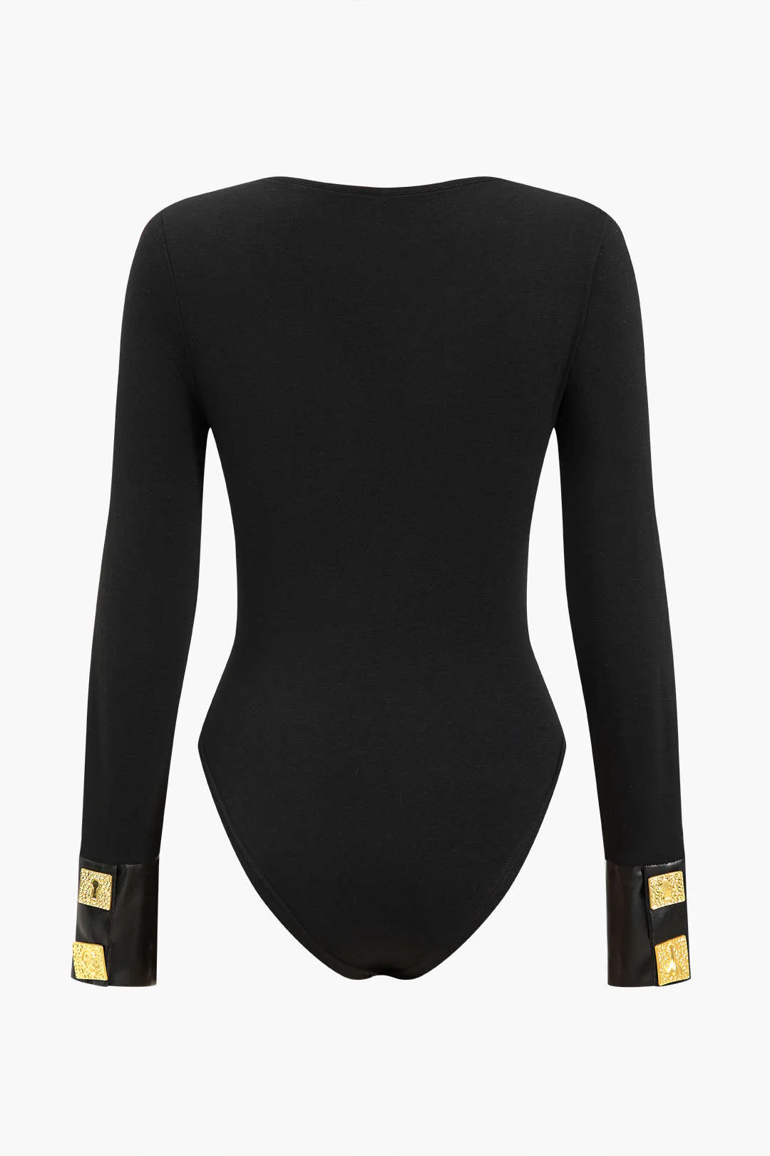 Faux Leather Patchwork Button One-piece Top