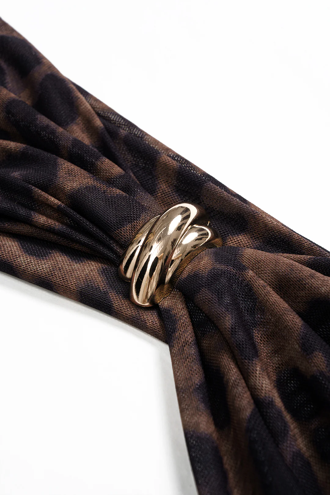 Leopard Print Mesh Metallic Ruched Slip Sleeveless Mini Dress