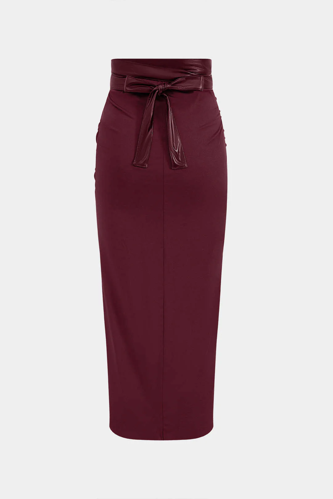 Faux Leather Patchwork Ruffled Skirt