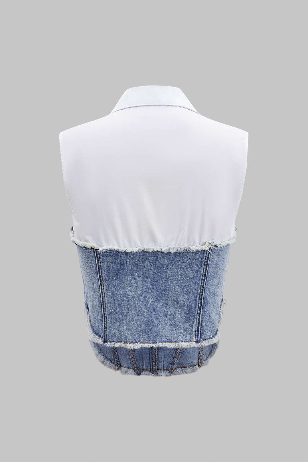 Denim Patchwork Button Corset Sleeveless Top