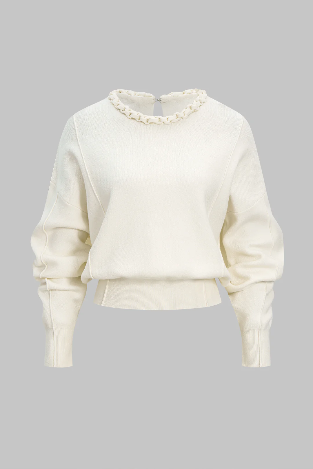Knit Hollow Out Twist Knot Long-Sleeve Top