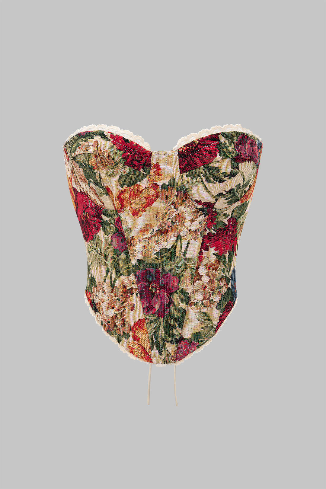 Vintage Watercolor Printed Jacquard Wrap Tie-Up Tube Top