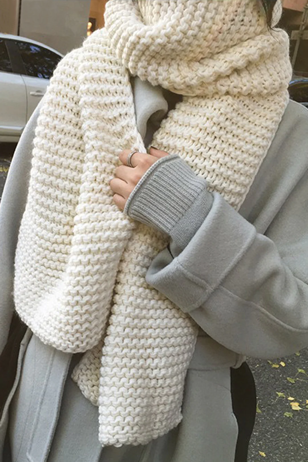 Solid Knit Warp Scarf