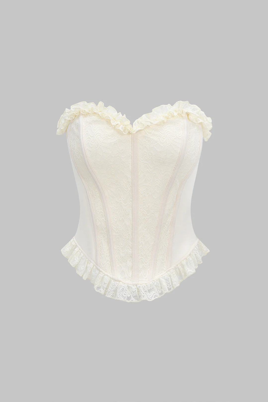 Lace Trim Ruffle Tube Top