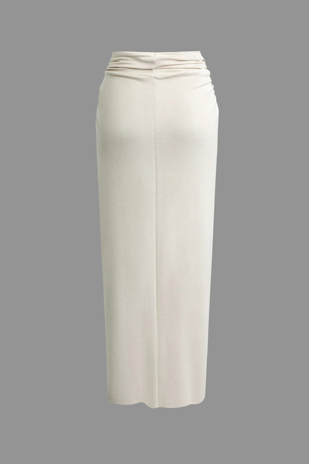 Solid Asymmetric Top and Twisted Slit Skirt Set