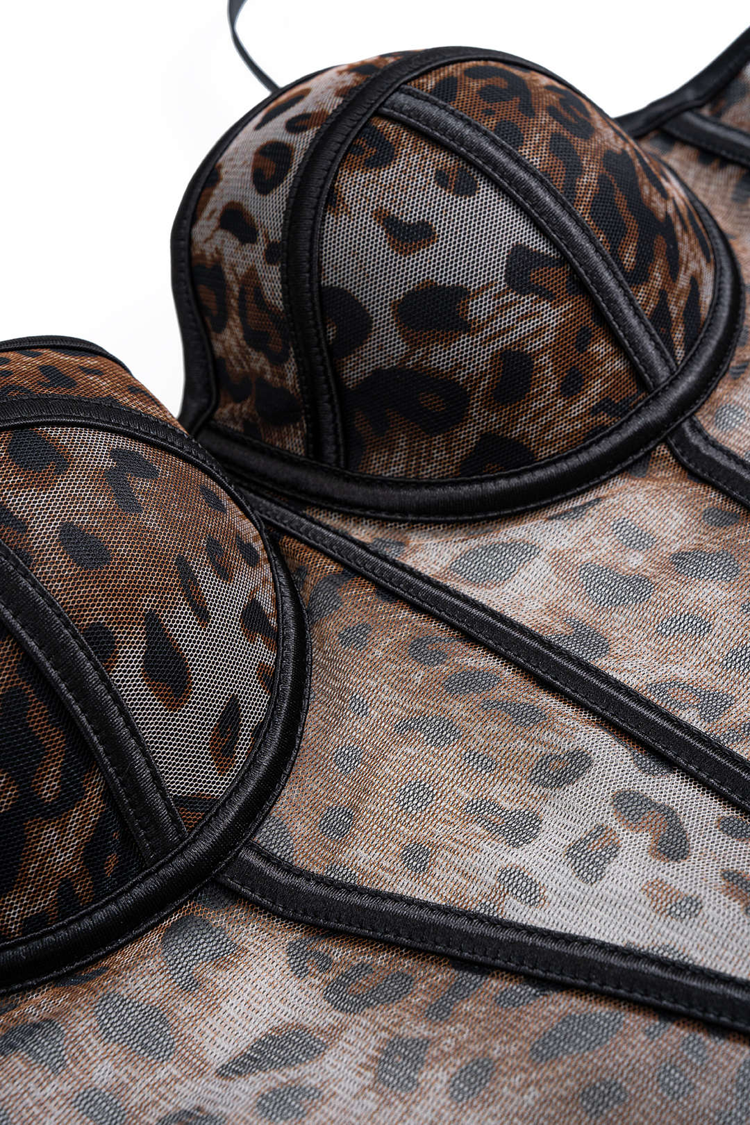 Mesh Leopard Print Bustier Cami Top
