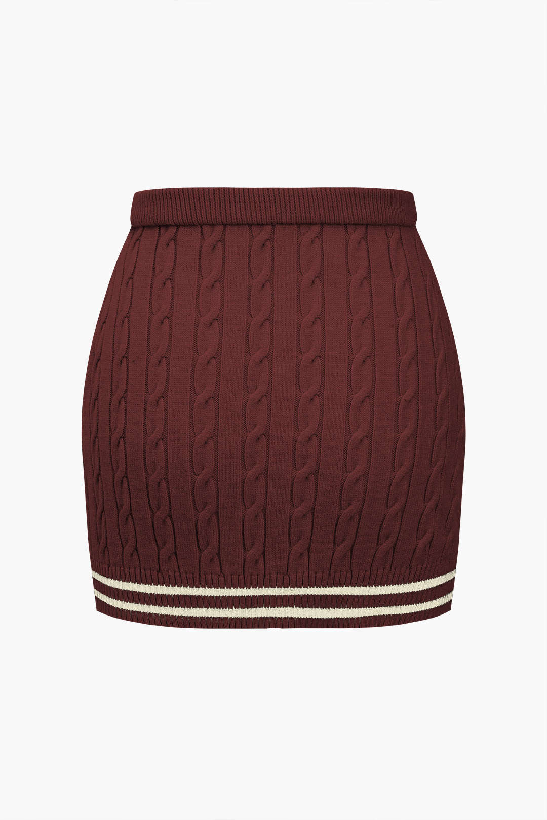 Color Block Print Knitted Button Skirt