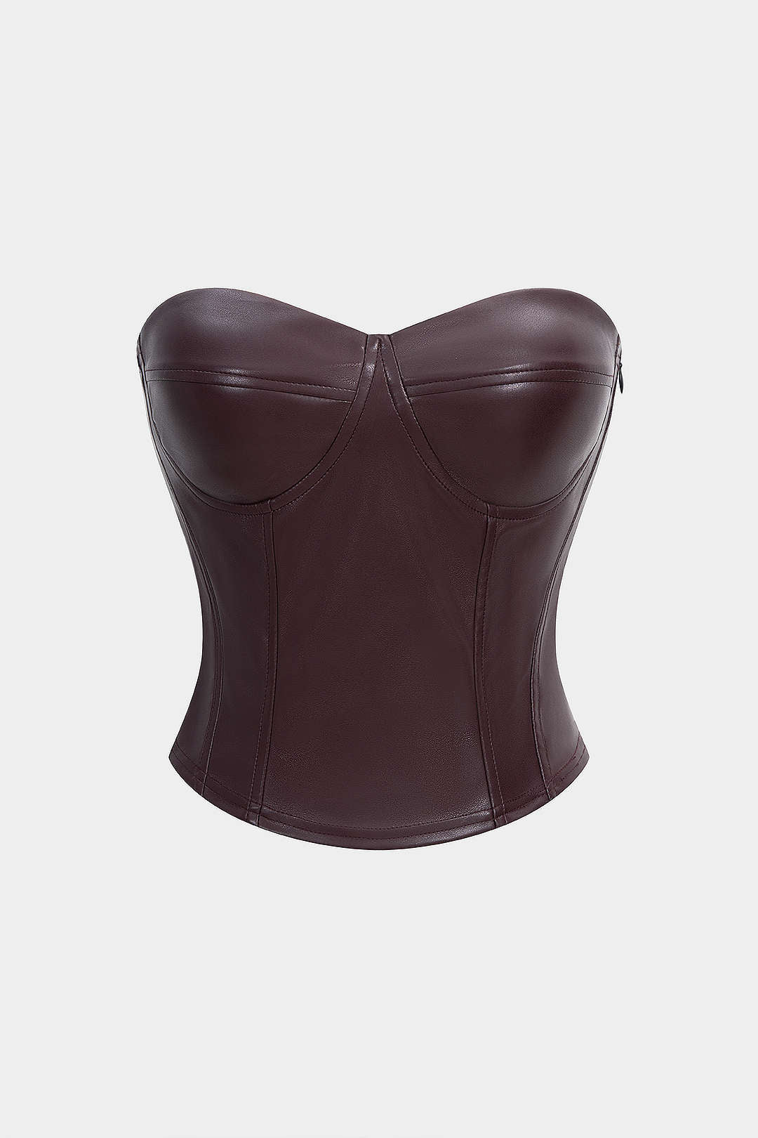 Faux Leather Stitched Strapless Tube Top