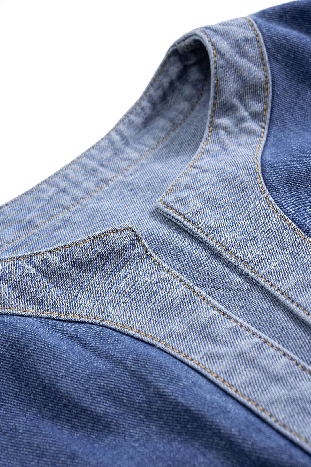 Denim Contrast Stitching Fake Pockets Patchwork Outerwear