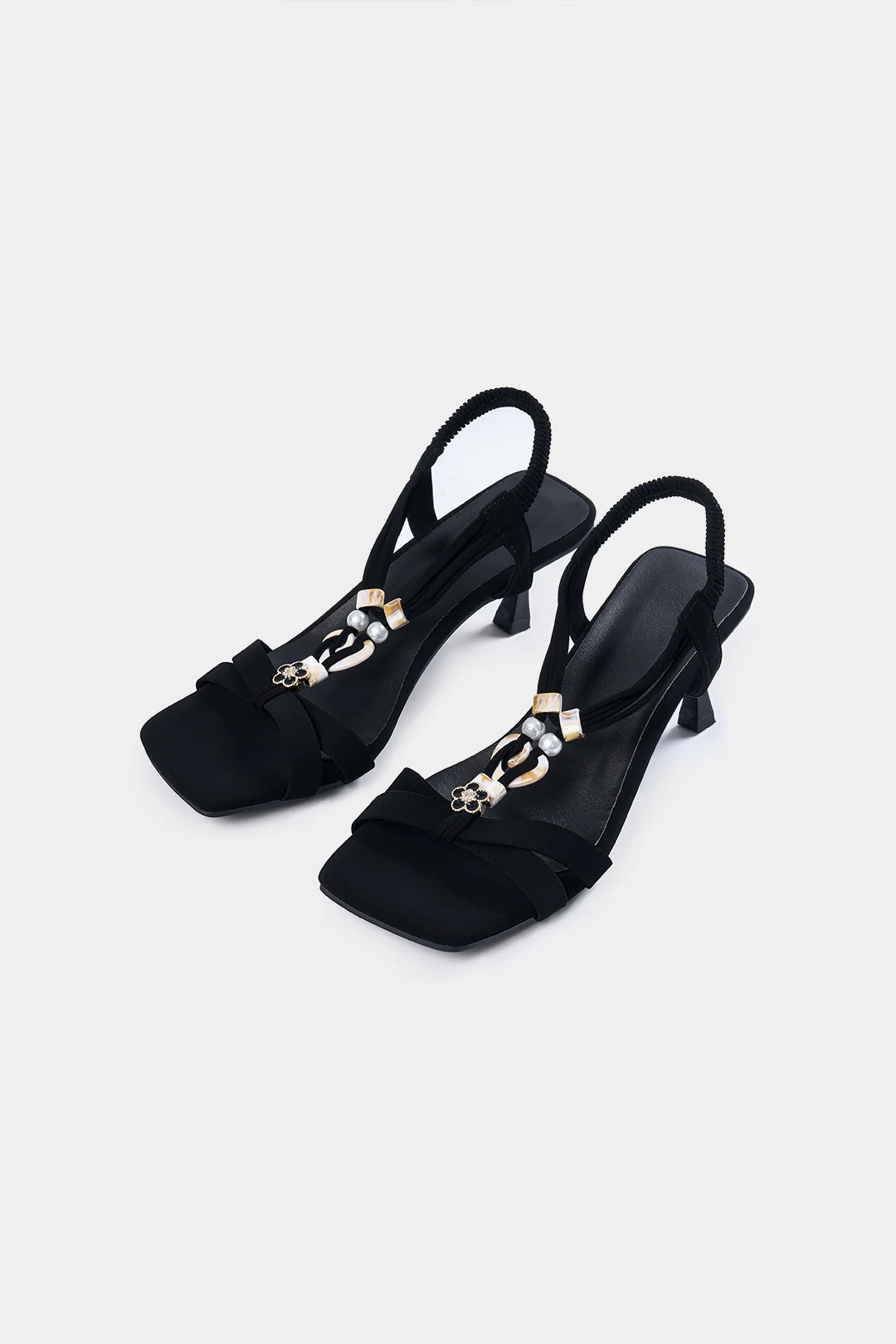 Rhinestone Faux Leather Open-Toe Sandals