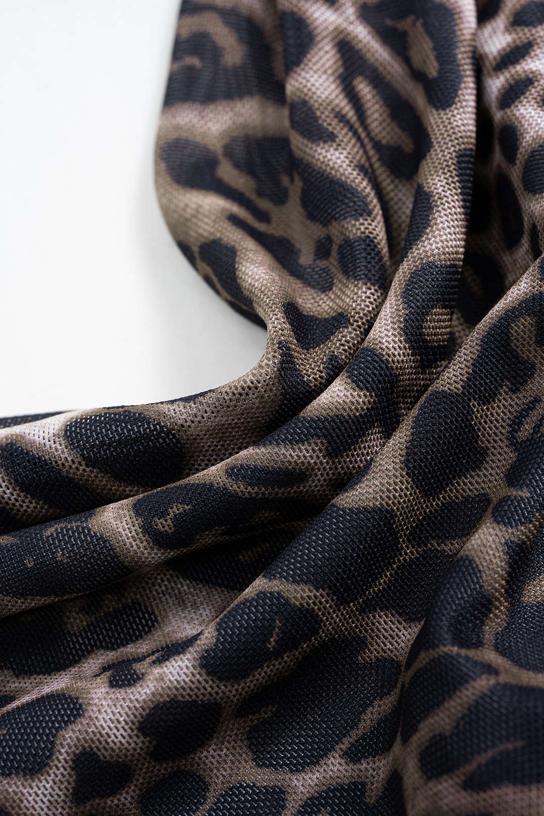 Leopard Print Mesh Backless Tie-Back Sleeveless Maxi Dress