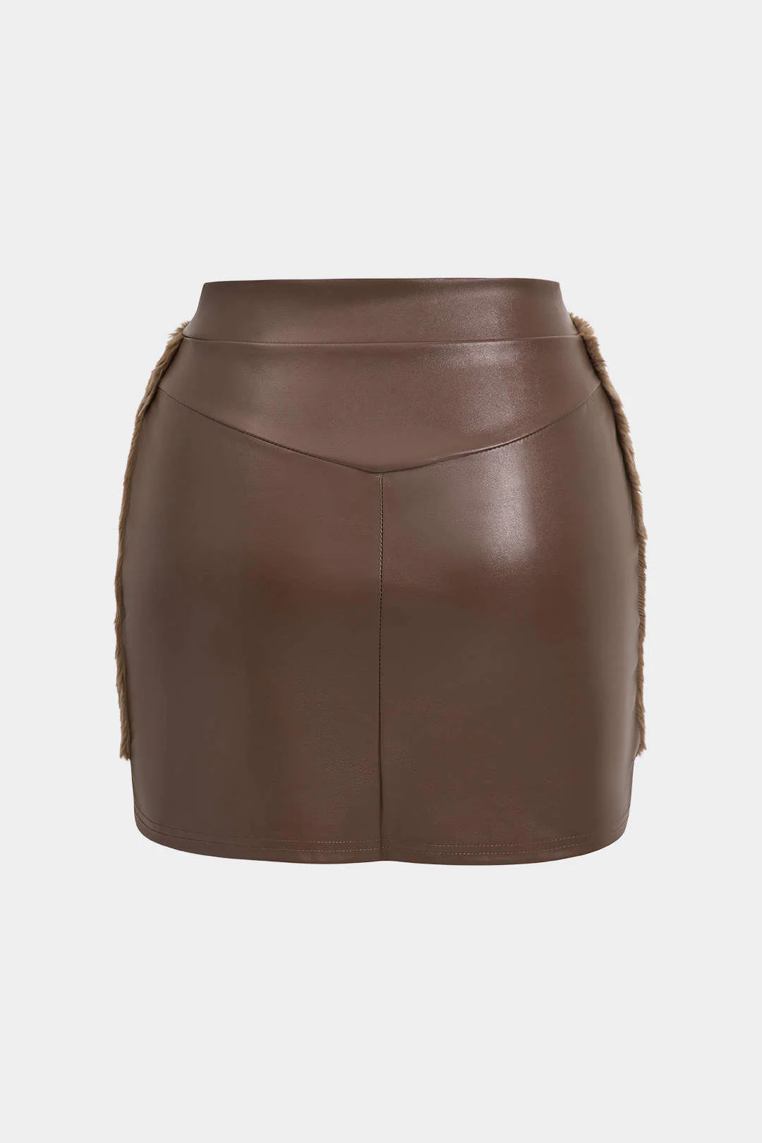 Faux Leather and Fur Patchwork Skirt Set