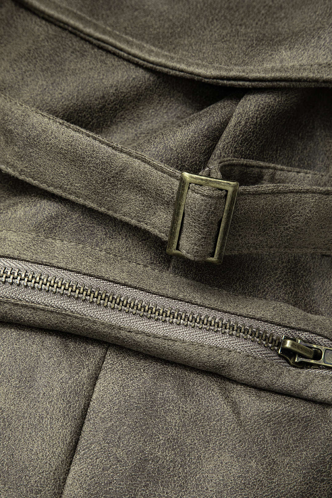 Faux Suede Multi-Pocket Straight-Leg Cargo Trousers