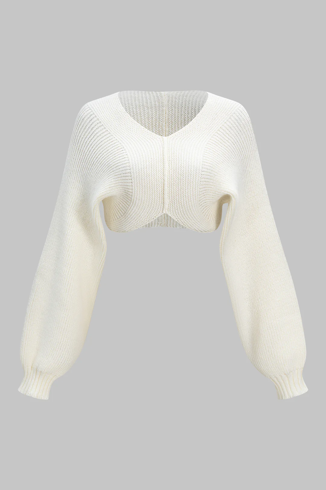Knit V-Neck Long-Sleeve Top