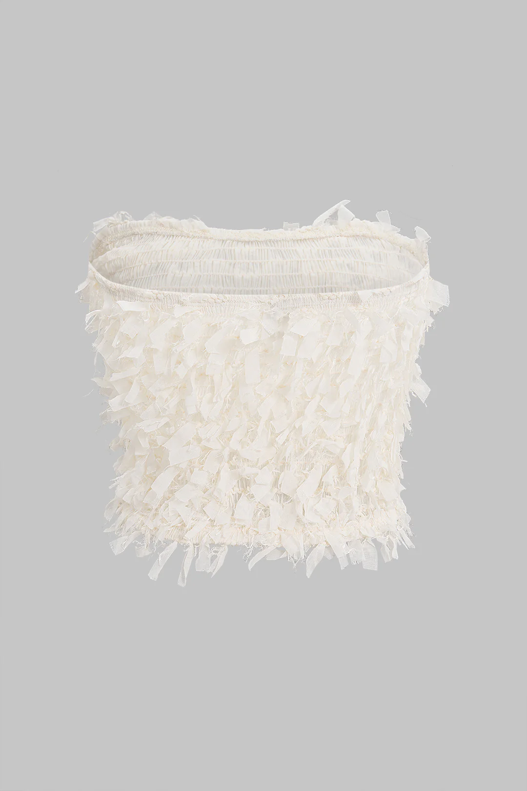 Strapless Fringe Trim Tube Top
