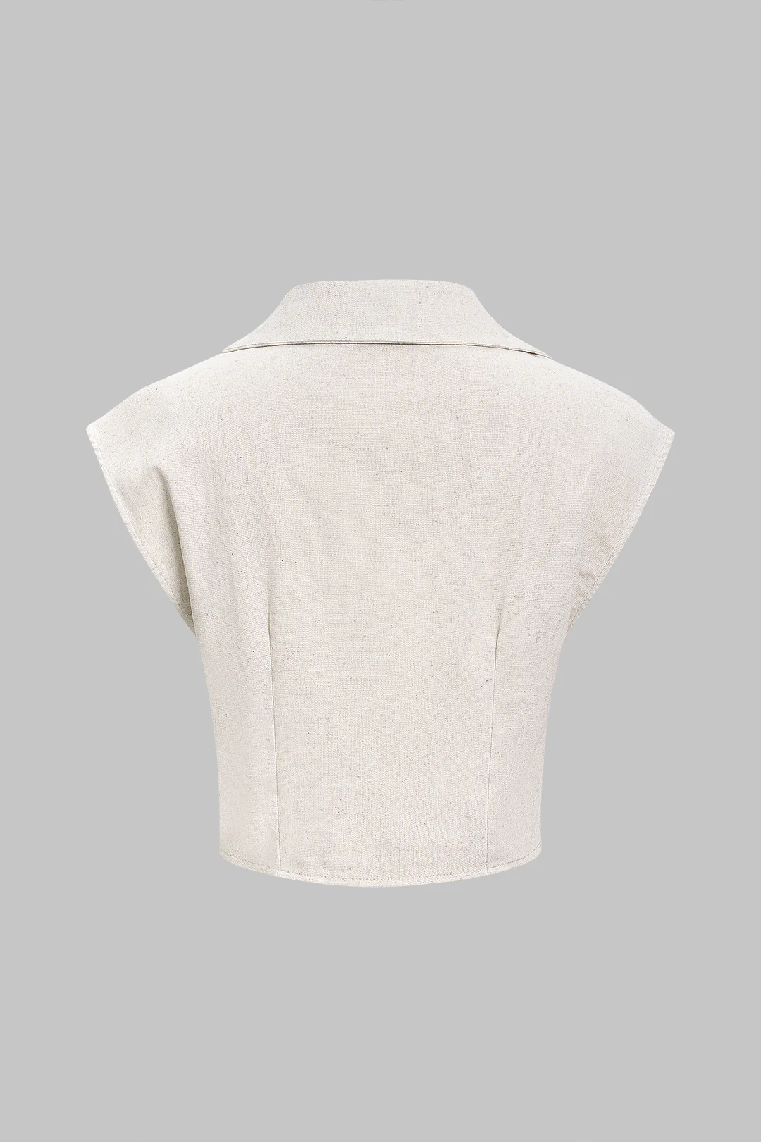 Linen V-Neck Button Ruched Tank Top