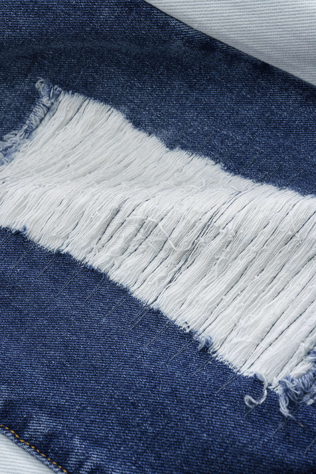 Contrast Patchwork Ripped Denim Jeans