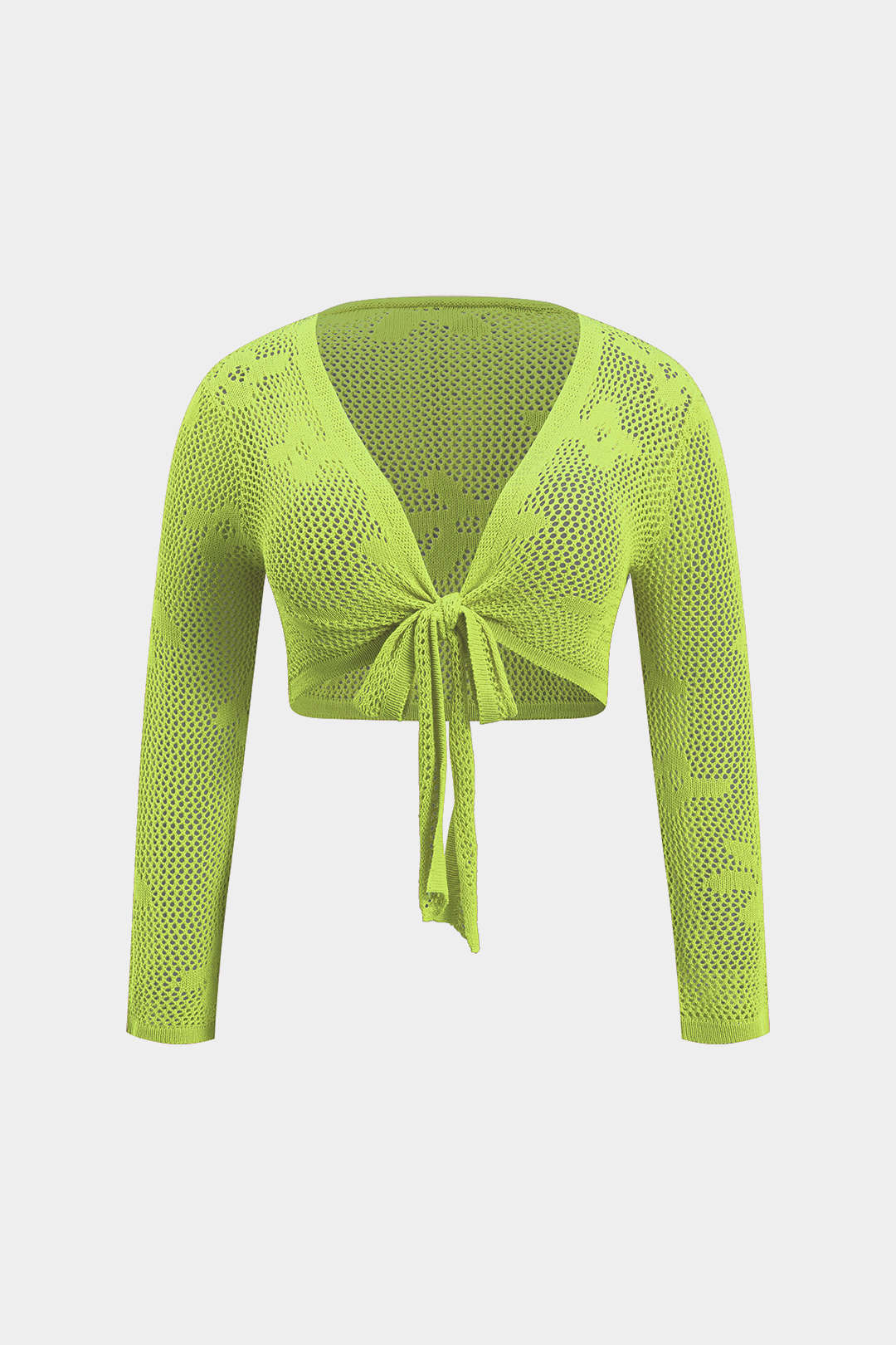 Plus Size Long Sleeve Knit Top with Floral Pattern, Ruched Cut Out, and Tie Front