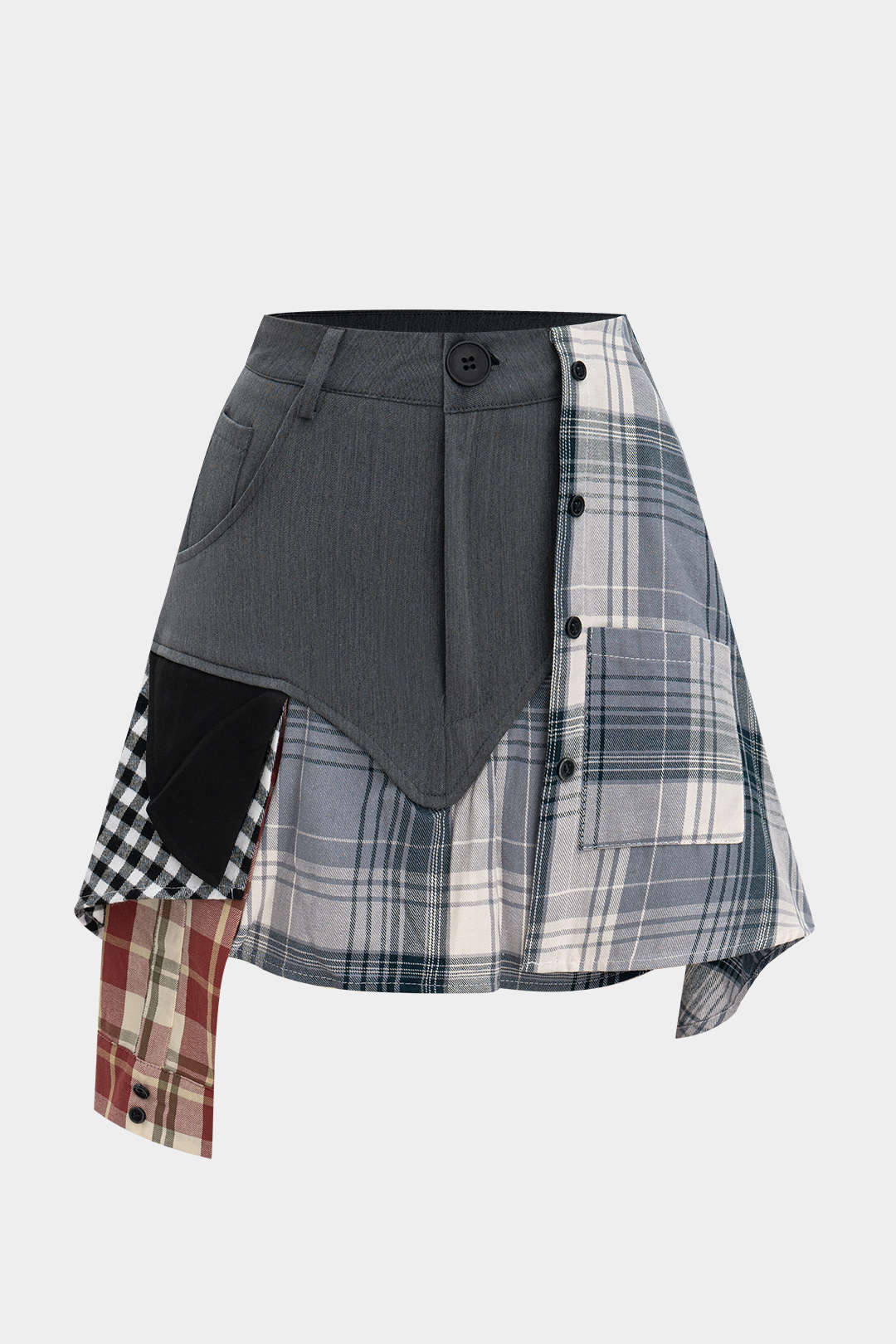 Patchwork Plaid Print Skirt