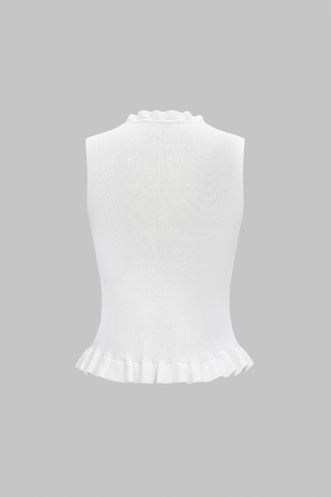 Ruffled Button Sleeveless Tank Top