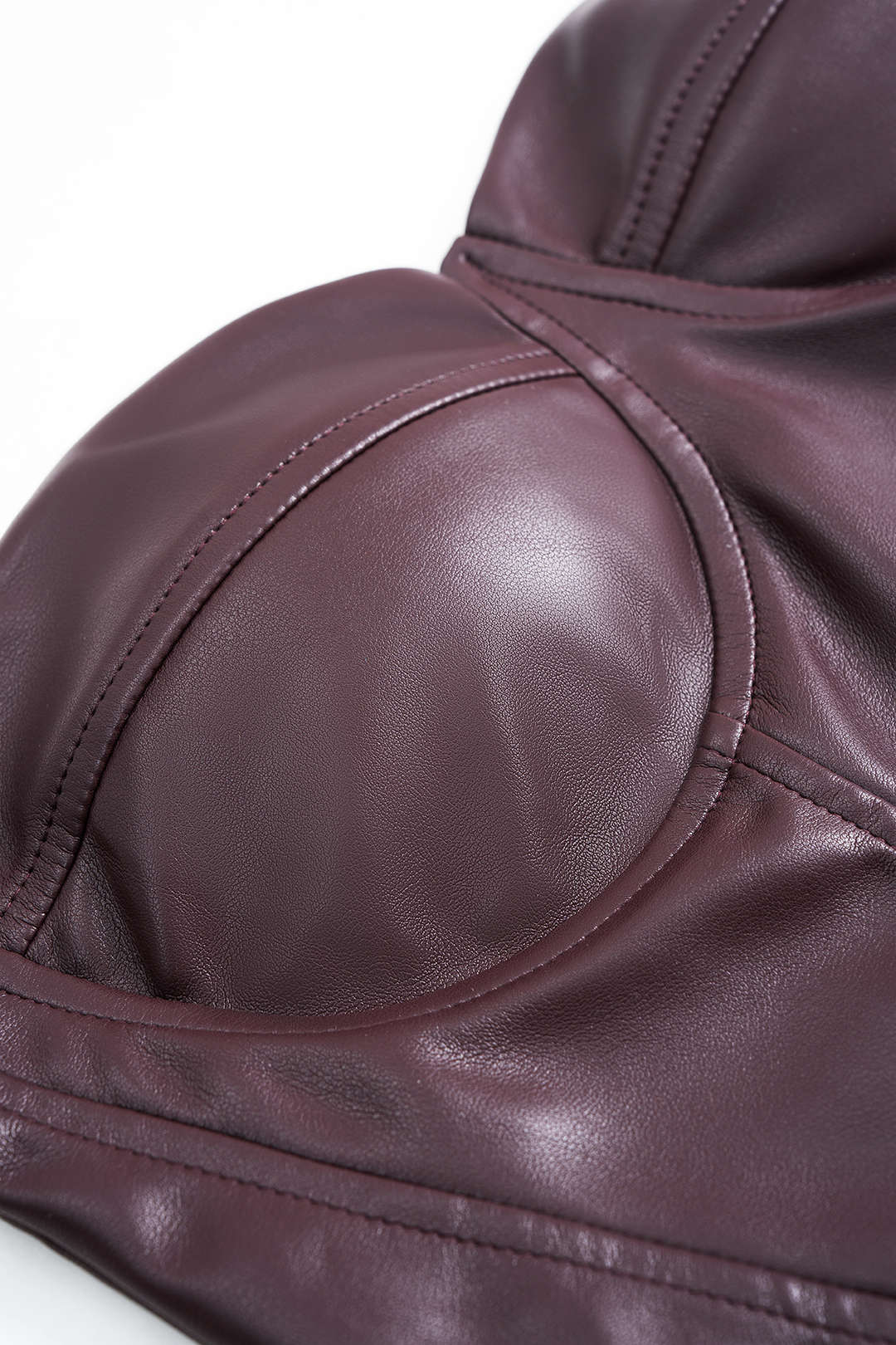 Faux Leather Stitched Strapless Tube Top