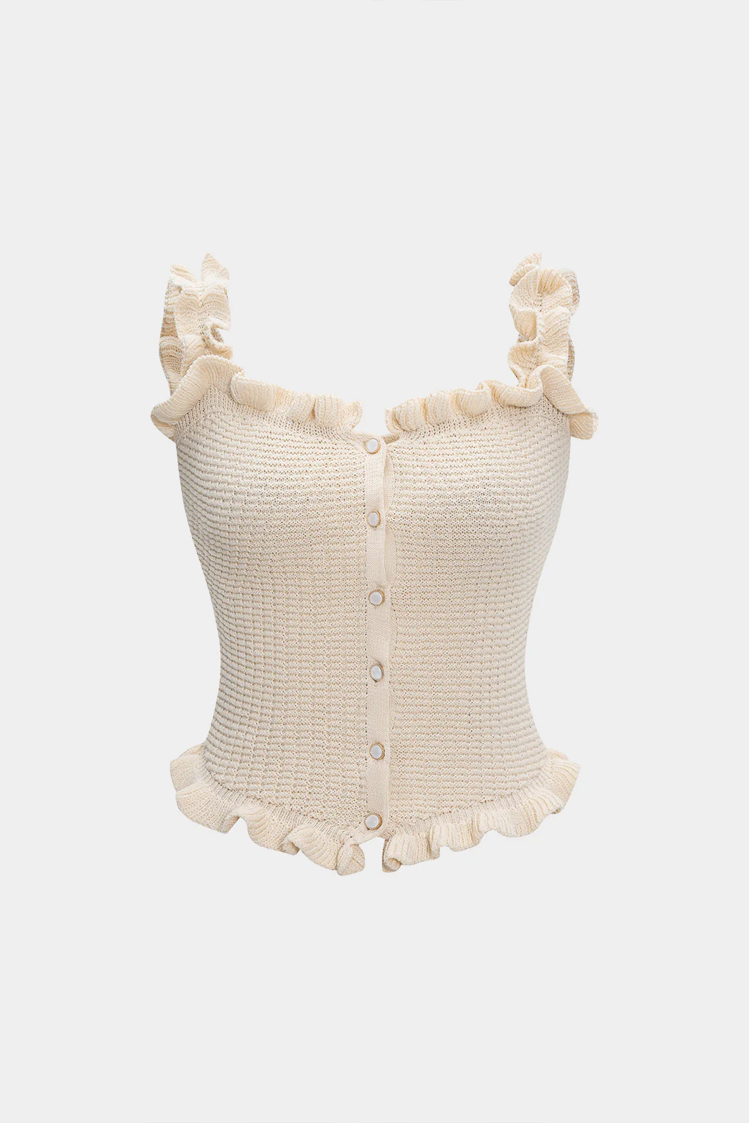 Knit Button Ruffle Tank Top