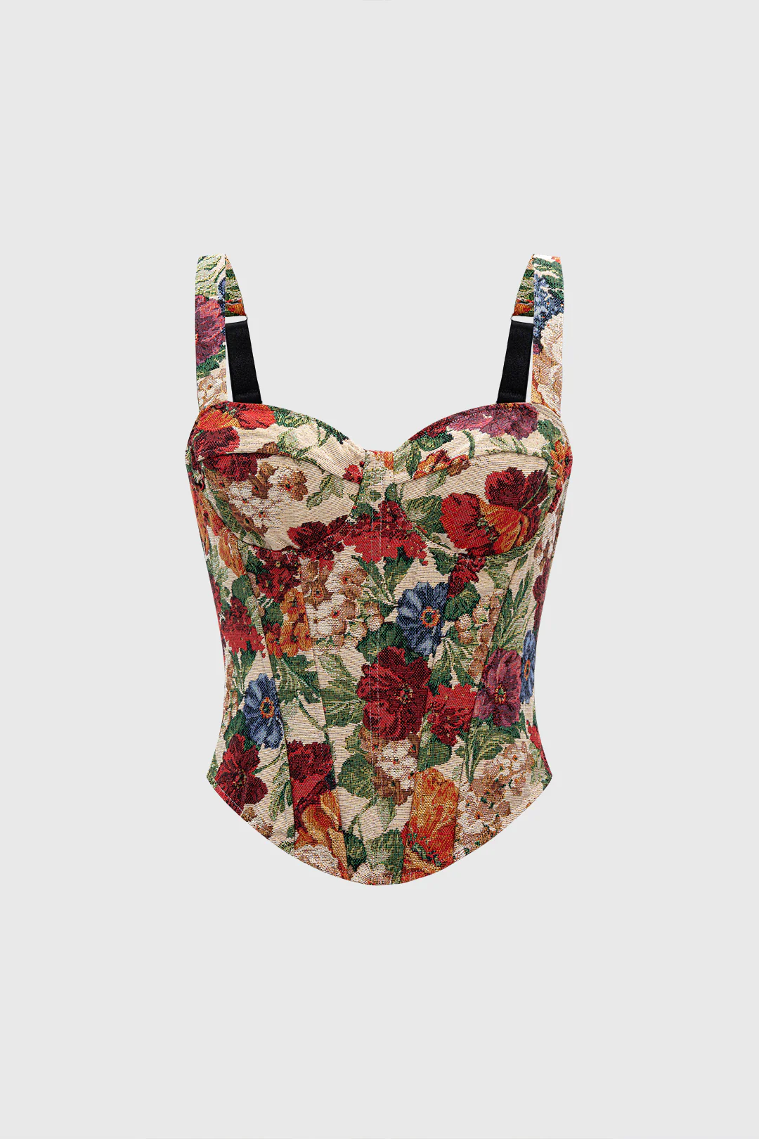 Vintage Floral Print Corset Tie-Back Slip Camisole Top