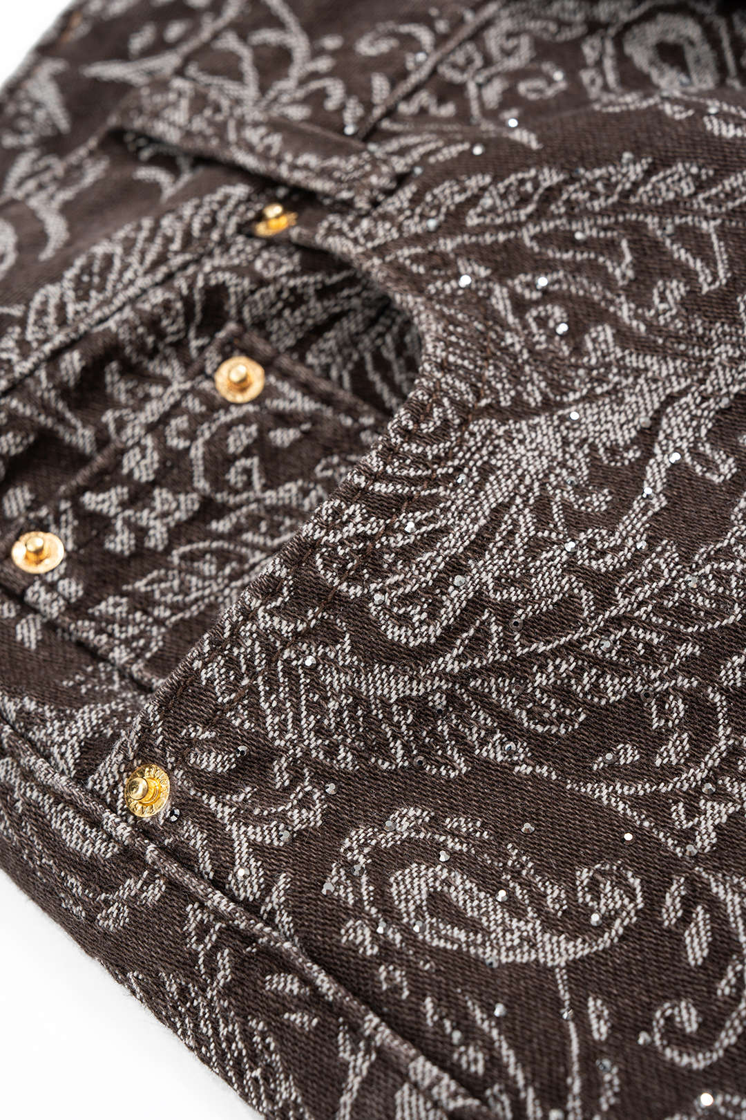 Retro Paisley Print Denim Straight Leg Jeans