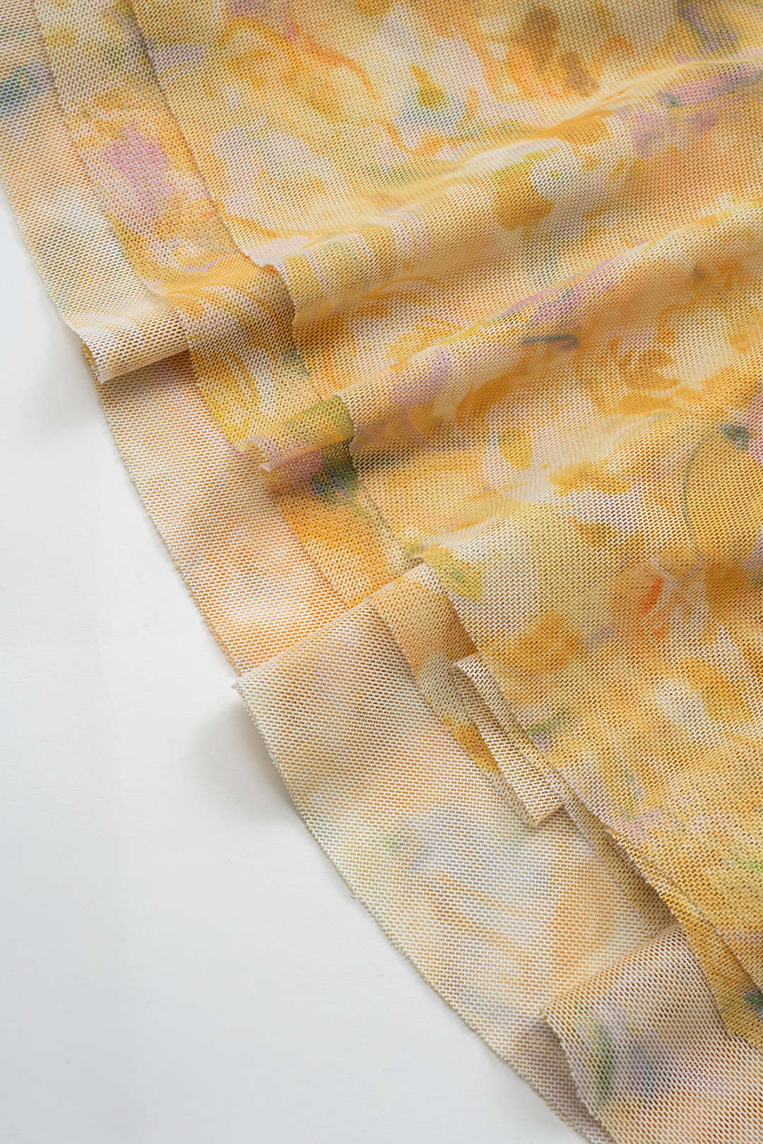 Floral Mesh Ruffled Ruched V-Neck Sleeveless Mini Dress