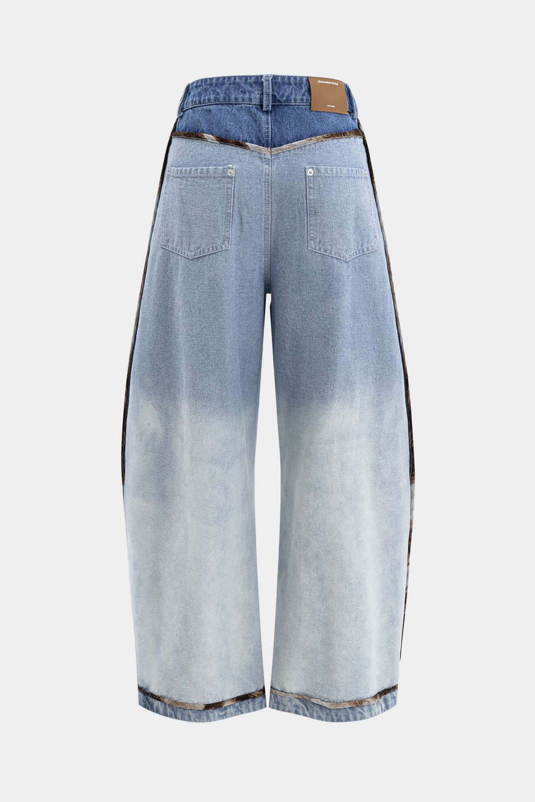 Denim Ruched Pocket Wide Leg Barrel Jeans