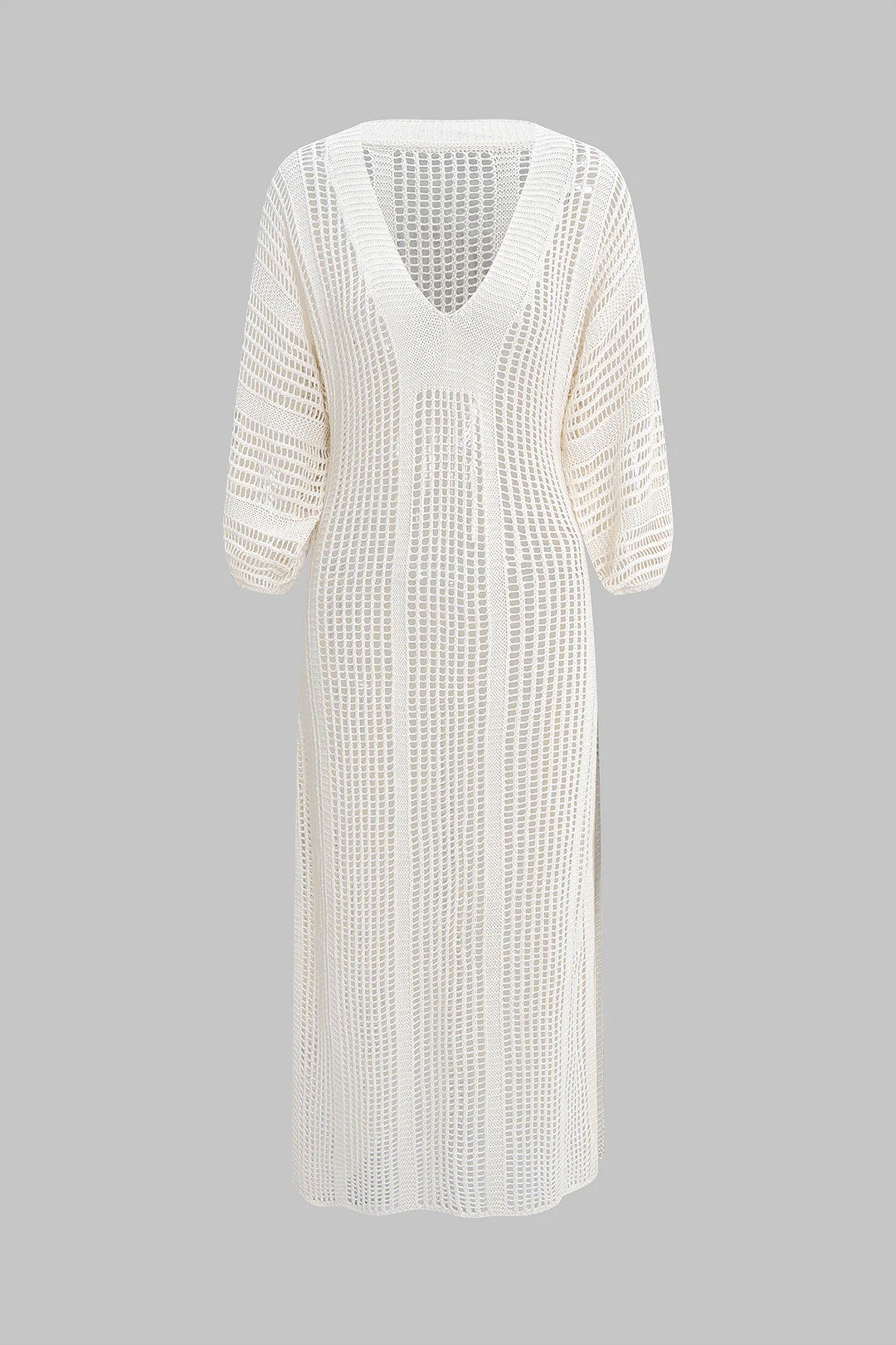 Backless V-Neck Hollow-Out Long-Sleeve Maxi Dress