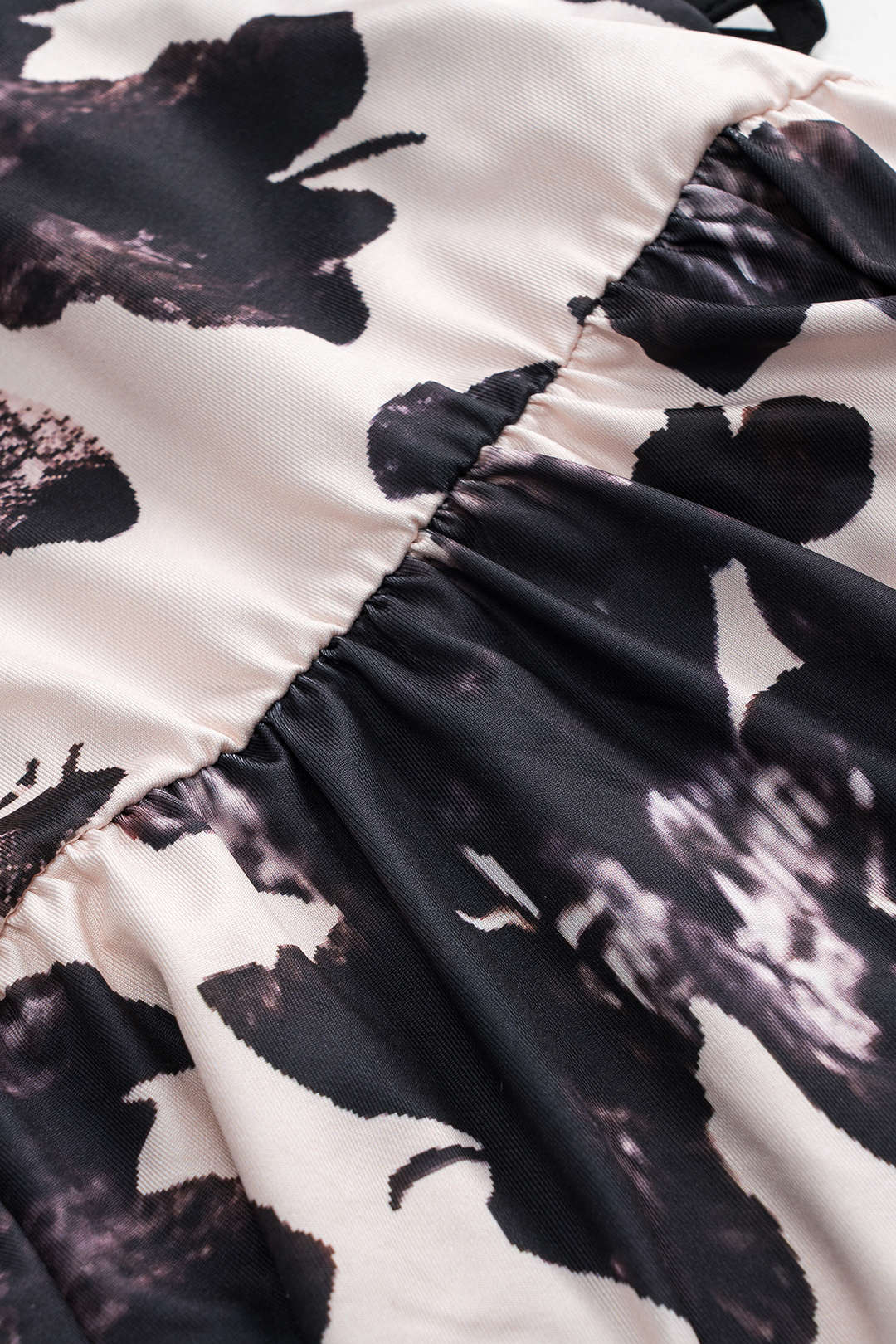 Floral Print Lace Bow Ruched Slip Mini Dress