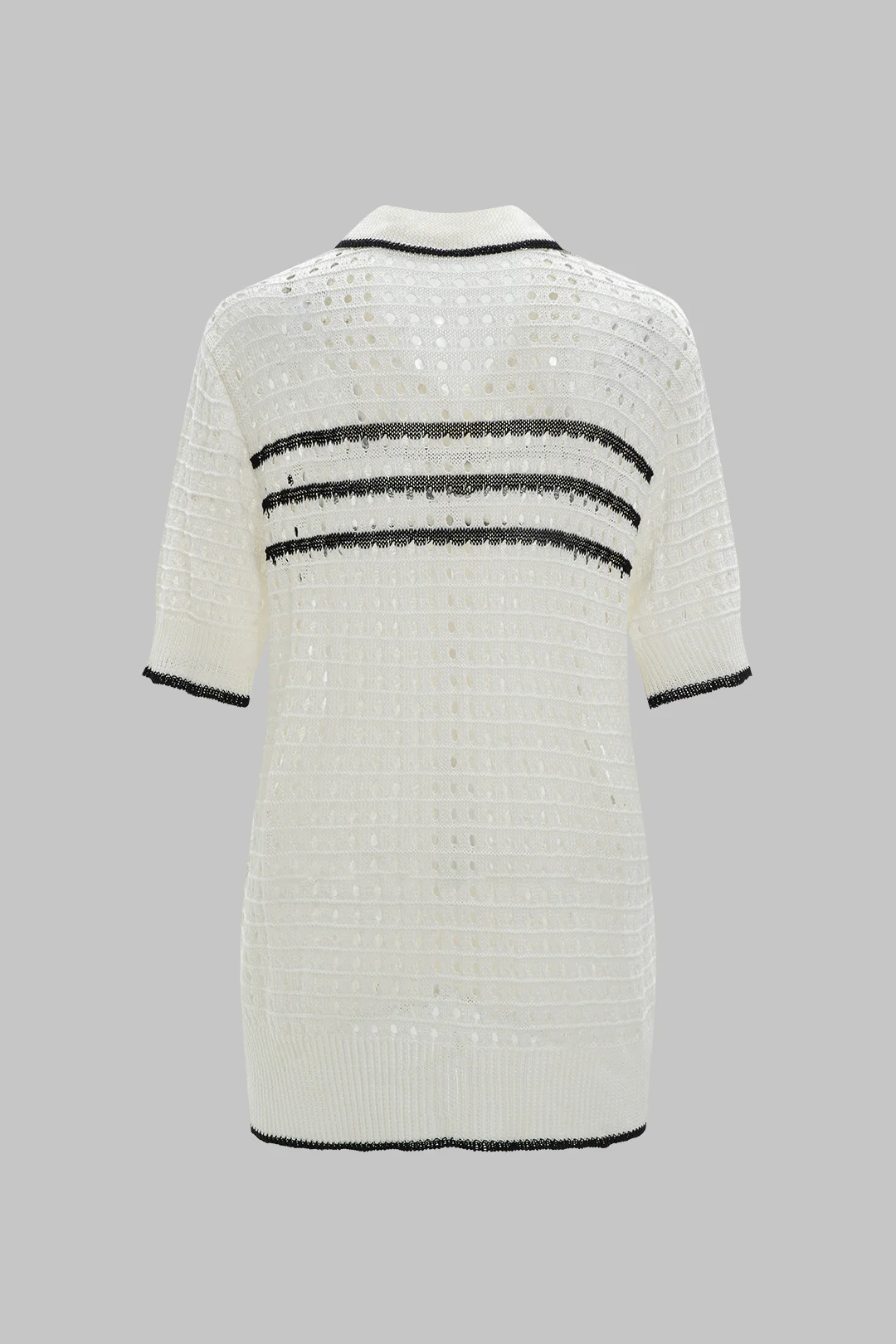 Knit Contrasting Cut-Out Short-Sleeve T-Shirt