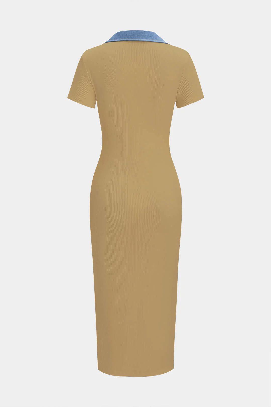 Patchwork Denim Short Sleeve Midi Dress