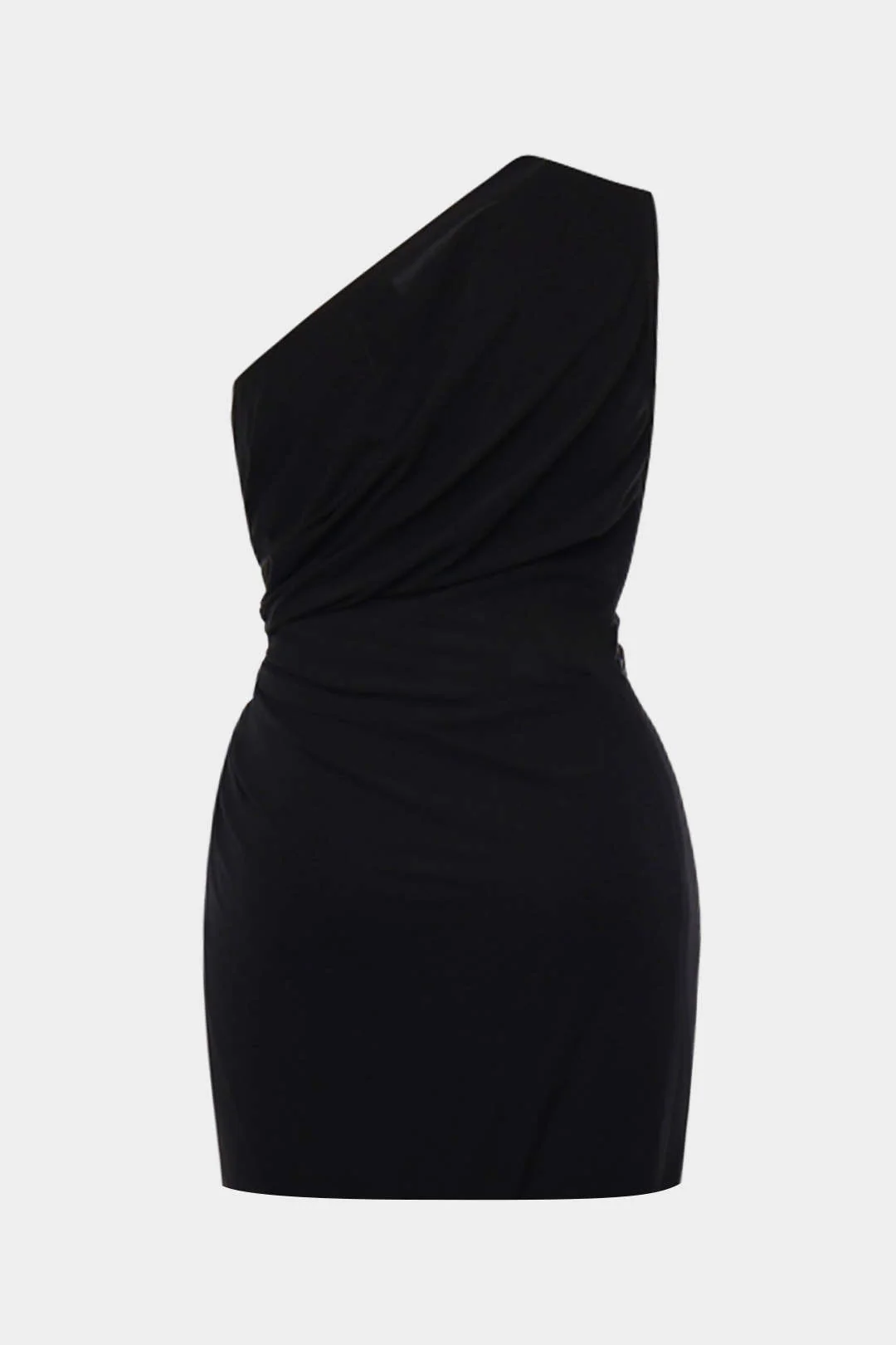 Plus Size Metallic One Shoulder Sleeveless Mini Dress